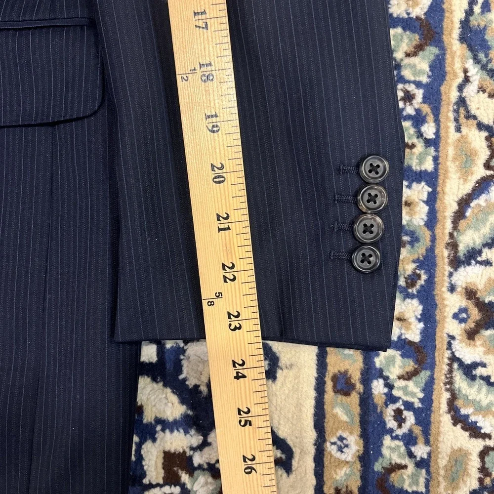 Lauren Ralph Lauren Polo Navy Blue Pinstripe Wool Suit Size‎ 44S